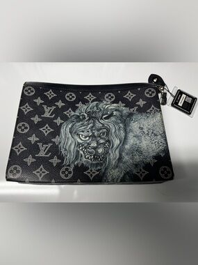 Louis Vuitton x Chapman Brothers Savane Monogram Lion Pochette Voyage MM Rare
